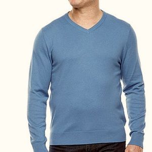 St. John's Bay V Neck Long Sleeve Pullover Sweater, Toronto Blue Heather color